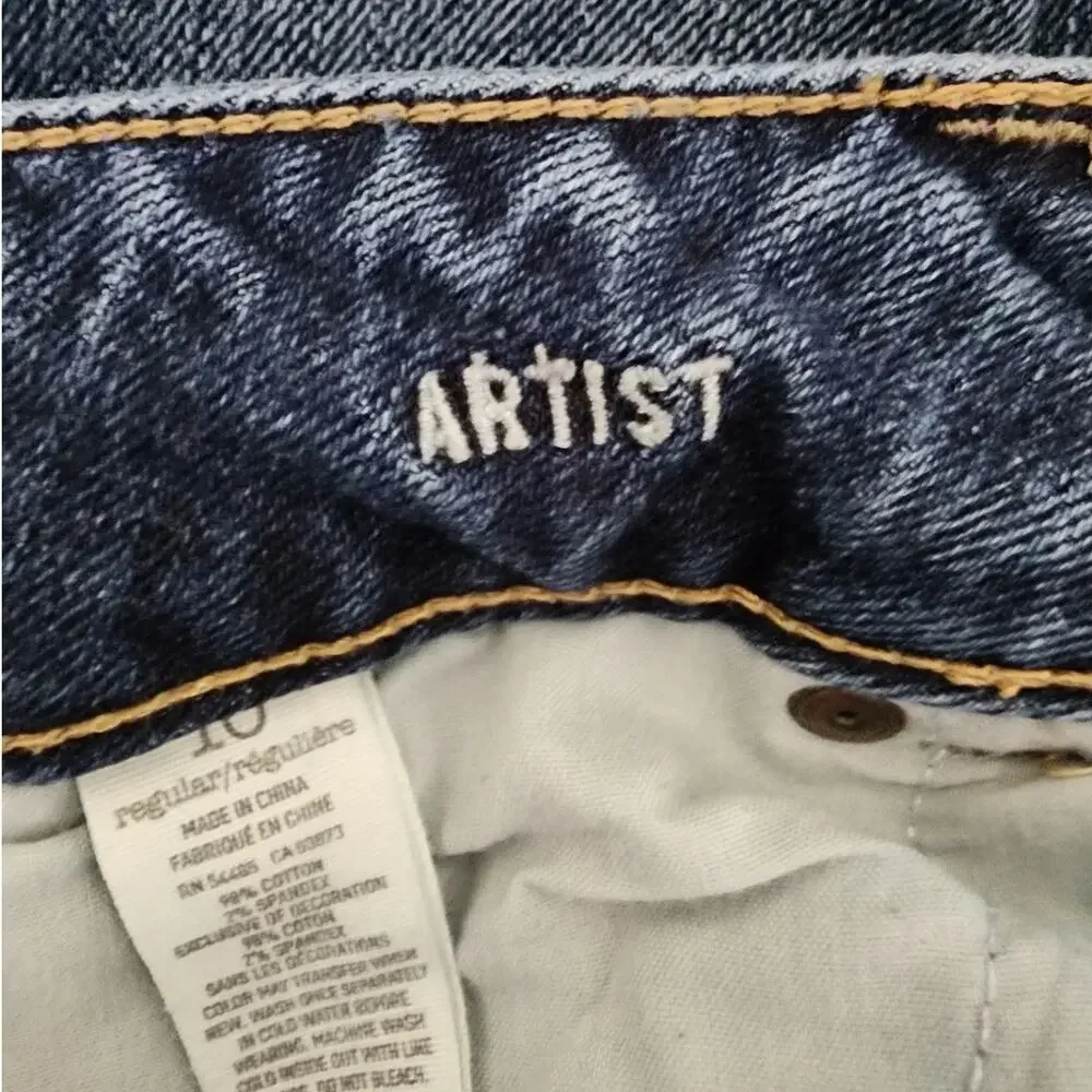 American Eagle Outfitters Womens 10 Artist Double Button Blue Denim Jeans